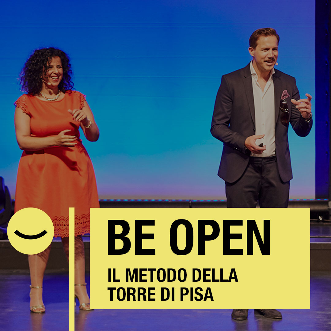 Meduri_Spanu_Header_Online_Vortrag_Be_Open_PISA_live_1080_1080_it Conferenza, keynote, keynote speaker, entusiasmo del cliente, principio di Pisa