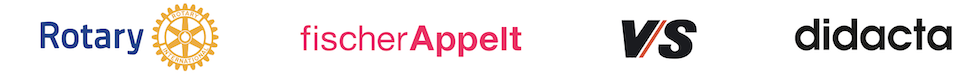 Logos von Rotary, fischerAppelt, VS und didacta, die Kooperationen oder Partnerschaften symbolisieren.