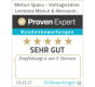Kundenbewertung von Meduri-Spanu mit 4 von 5 Sternen auf ProvenExpert, sehr gute Empfehlung vom 19.03.21.