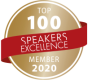 Top 100 Mitglieder des Speakers Excellence Awards 2020 in goldenem Abzeichen mit rotem Banner.